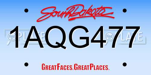 1AQG477 South Dakota License Plate