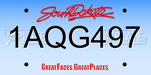 1AQG497 South Dakota License Plate