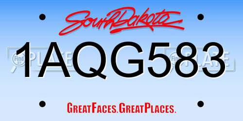 1AQG583 South Dakota License Plate