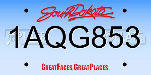 1AQG853 South Dakota License Plate