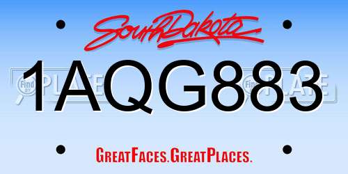 1AQG883 South Dakota License Plate