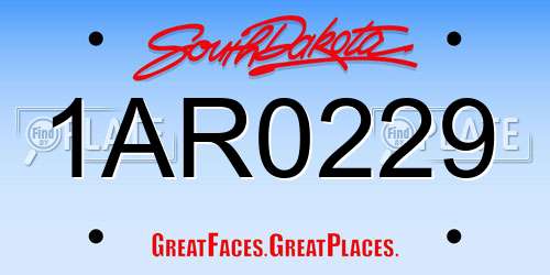 1AR0229 South Dakota License Plate