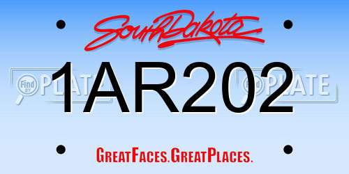 1AR202 South Dakota License Plate