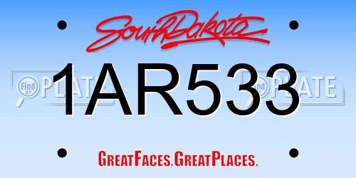 1AR533 South Dakota License Plate