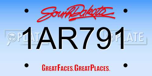 1AR791 South Dakota License Plate