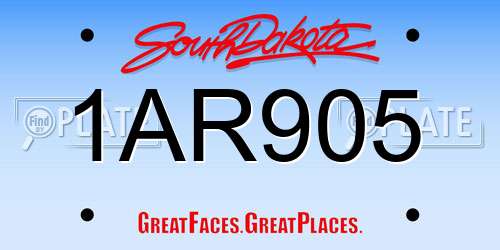 1AR905 South Dakota License Plate