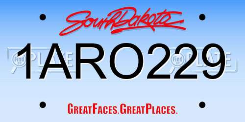 1ARO229 South Dakota License Plate
