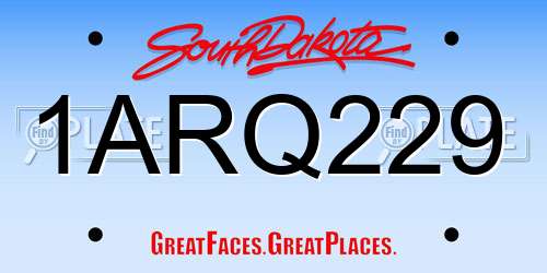 1ARQ229 South Dakota License Plate