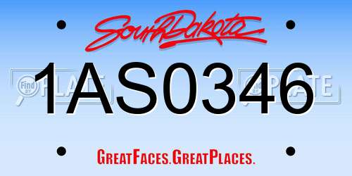 1AS0346 South Dakota License Plate