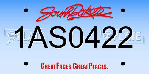 1AS0422 South Dakota License Plate