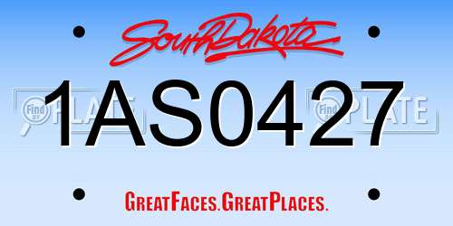 1AS0427 South Dakota License Plate