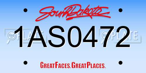 1AS0472 South Dakota License Plate