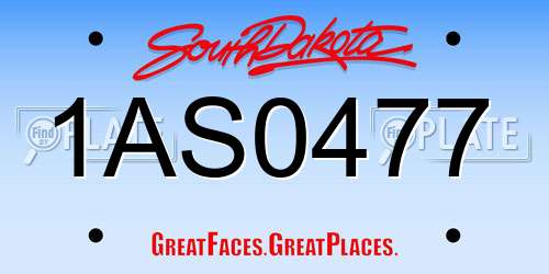 1AS0477 South Dakota License Plate