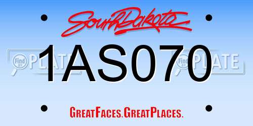 1AS070 South Dakota License Plate