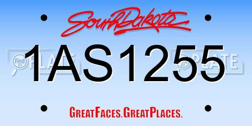 1AS1255 South Dakota License Plate