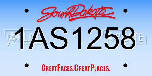 1AS1258 South Dakota License Plate