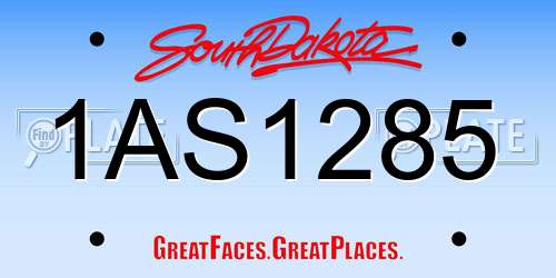 1AS1285 South Dakota License Plate