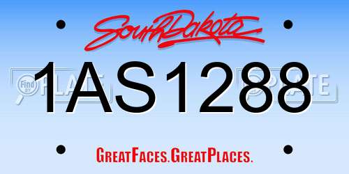 1AS1288 South Dakota License Plate
