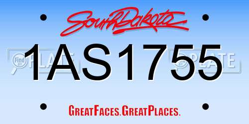 1AS1755 South Dakota License Plate