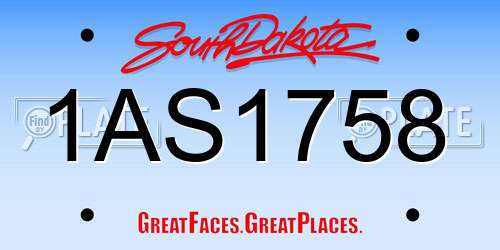1AS1758 South Dakota License Plate