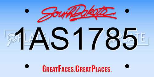 1AS1785 South Dakota License Plate