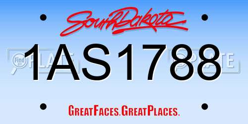 1AS1788 South Dakota License Plate