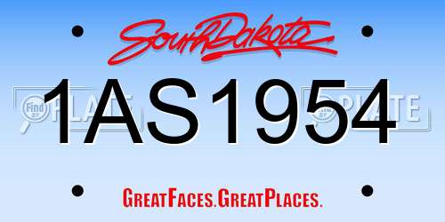 1AS1954 South Dakota License Plate