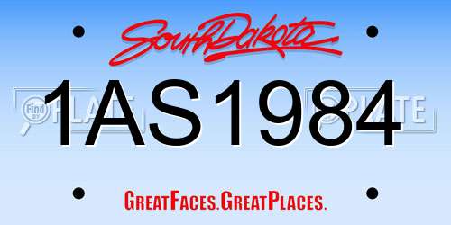 1AS1984 South Dakota License Plate