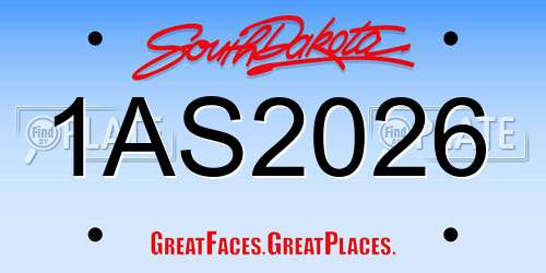 1AS2026 South Dakota License Plate