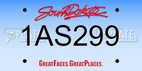 1AS299 South Dakota License Plate