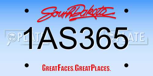1AS365 South Dakota License Plate