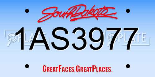 1AS3977 South Dakota License Plate