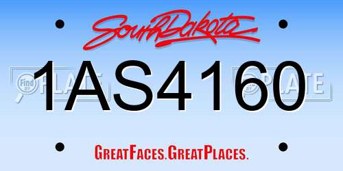 1AS4160 South Dakota License Plate