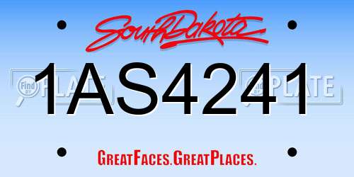 1AS4241 South Dakota License Plate