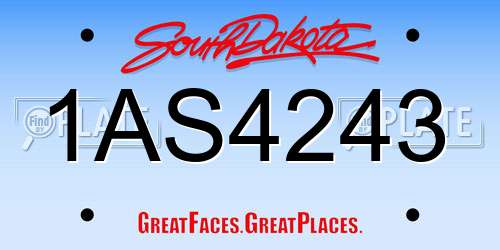 1AS4243 South Dakota License Plate