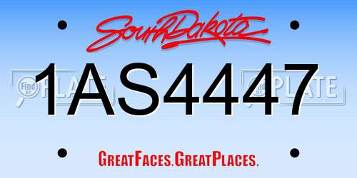 1AS4447 South Dakota License Plate