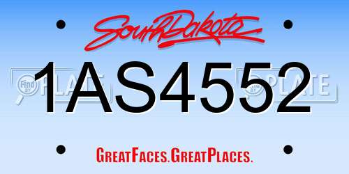 1AS4552 South Dakota License Plate