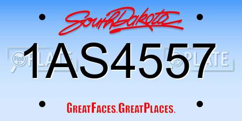 1AS4557 South Dakota License Plate