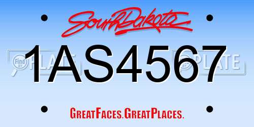1AS4567 South Dakota License Plate