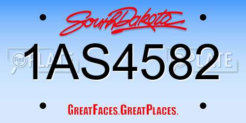 1AS4582 South Dakota License Plate