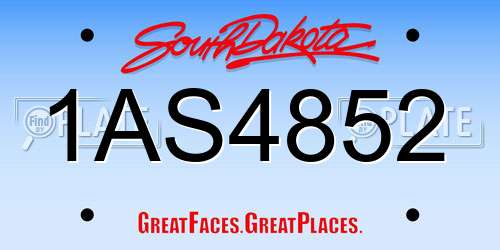 1AS4852 South Dakota License Plate