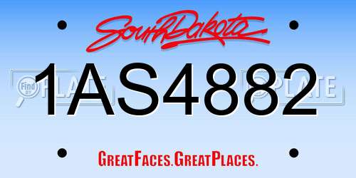 1AS4882 South Dakota License Plate