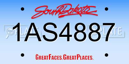 1AS4887 South Dakota License Plate