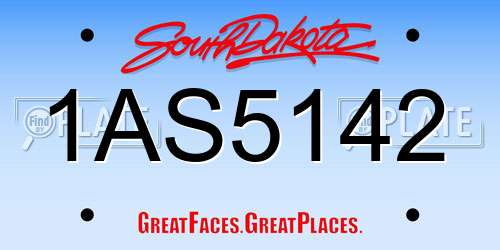 1AS5142 South Dakota License Plate