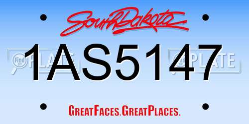 1AS5147 South Dakota License Plate