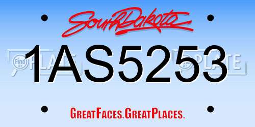 1AS5253 South Dakota License Plate