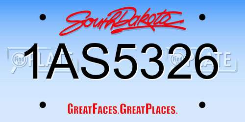 1AS5326 South Dakota License Plate