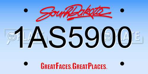 1AS5900 South Dakota License Plate