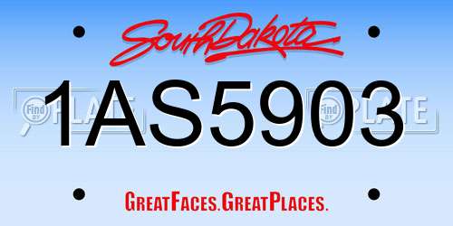 1AS5903 South Dakota License Plate