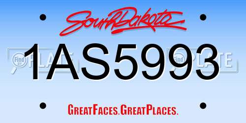 1AS5993 South Dakota License Plate